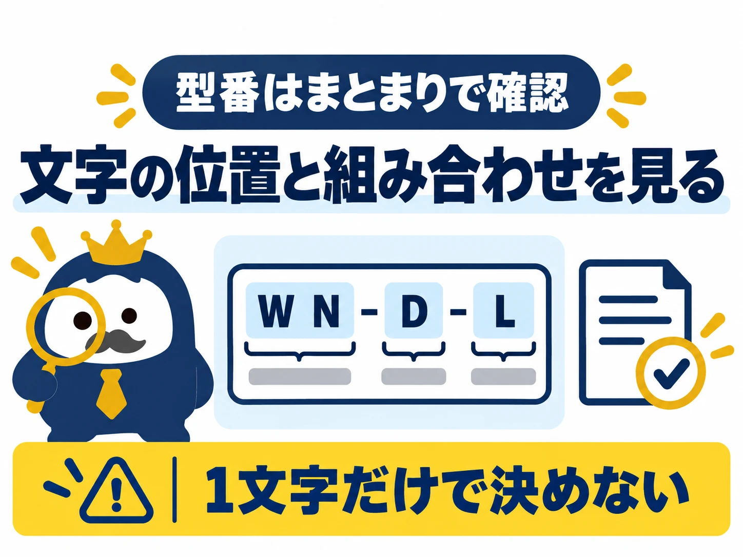 蛍光灯の光色記号を、文字の位置と組み合わせで確認し、1文字だけで判断しないことを示す図